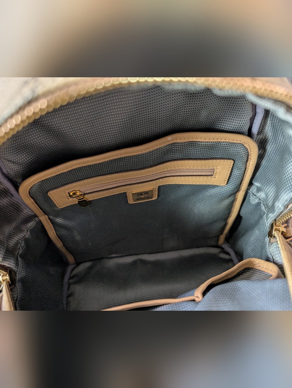 MCM Beige Visetos Side Studs Stark Medium Backpack with Black Logo Print - Picture 11 of 15